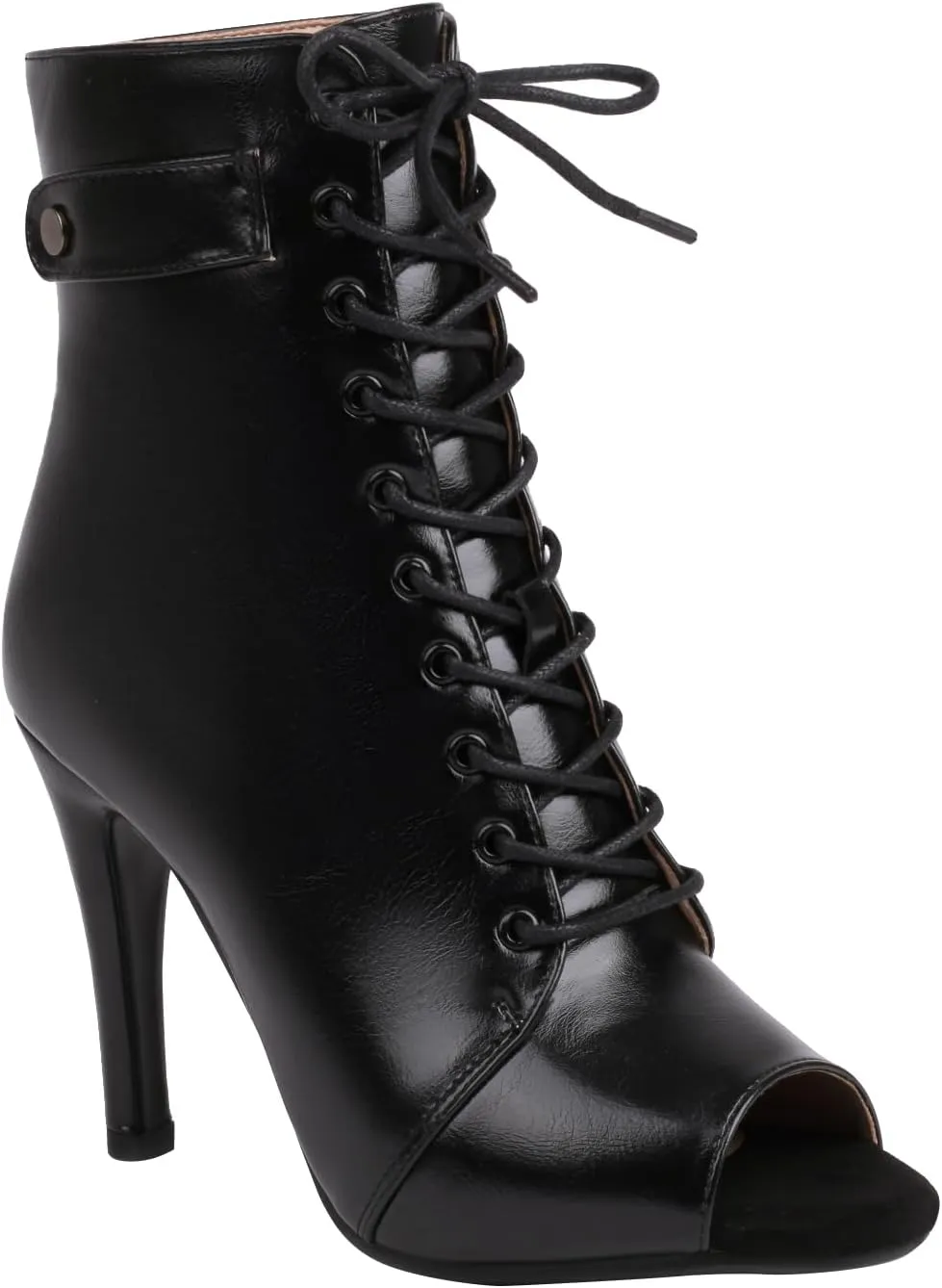 FENIKUSU Women's Latin Dance Shoes High Heels Sexy Stilettos for Ballroom Peep-toe Ankle Boots Model F26