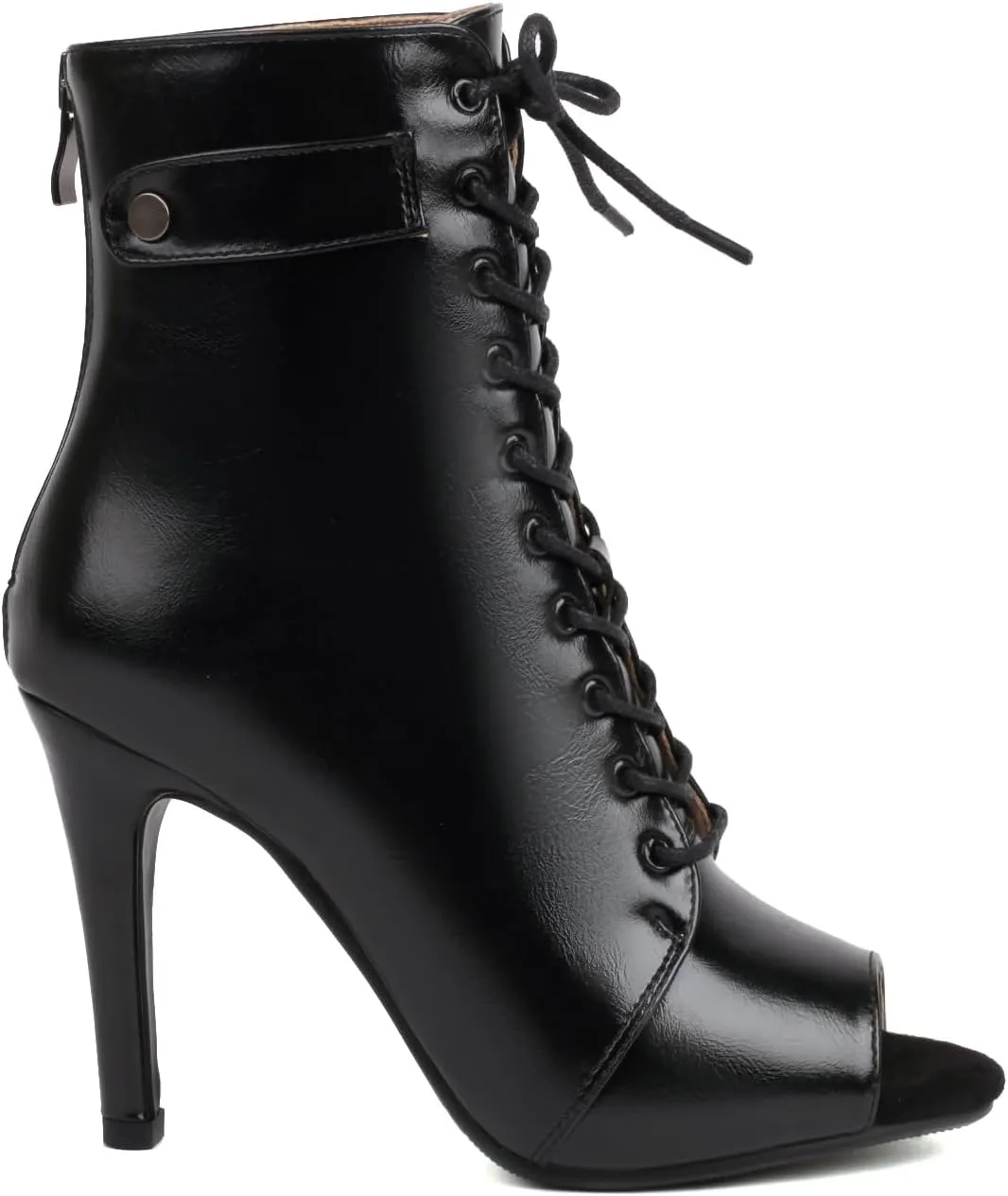 FENIKUSU Women's Latin Dance Shoes High Heels Sexy Stilettos for Ballroom Peep-toe Ankle Boots Model F26