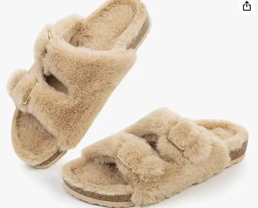 Furry Soft Cork Slippers 4  colors