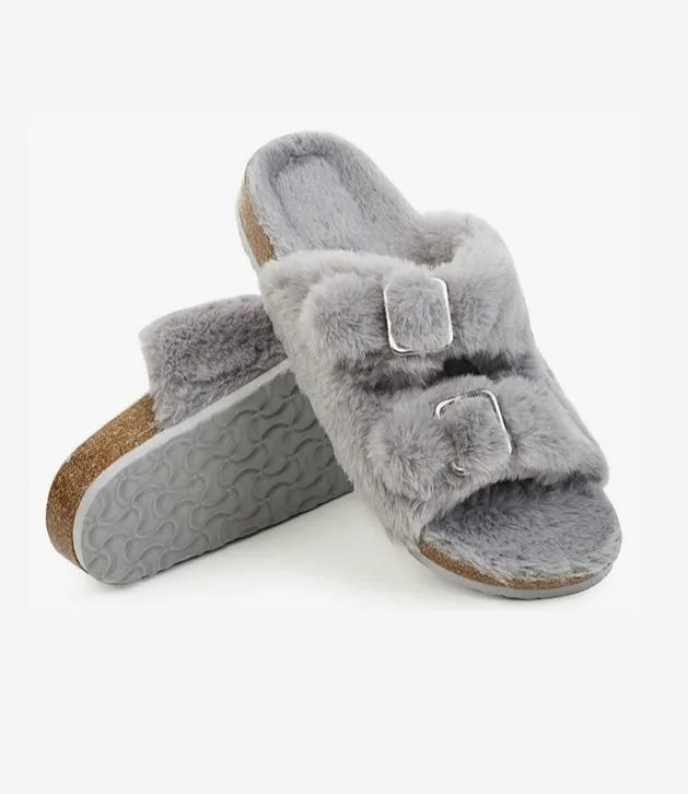 Furry Soft Cork Slippers 4  colors