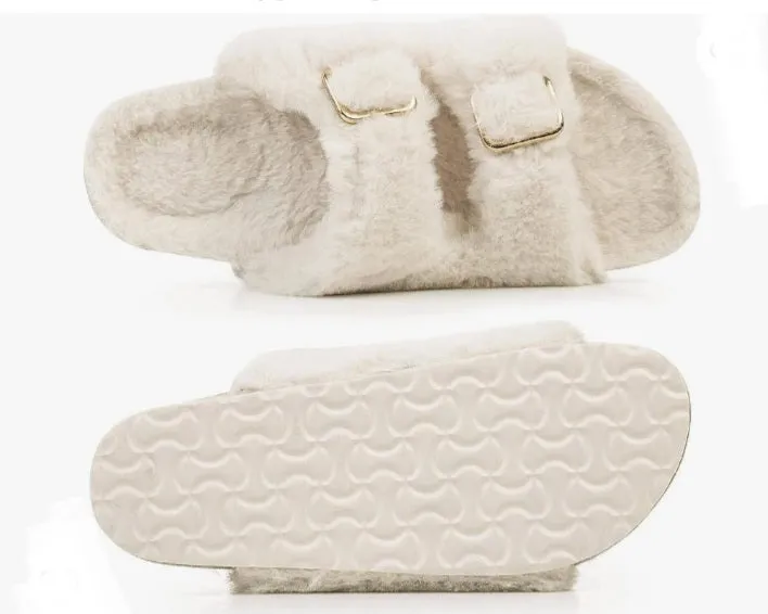 Furry Soft Cork Slippers 4  colors