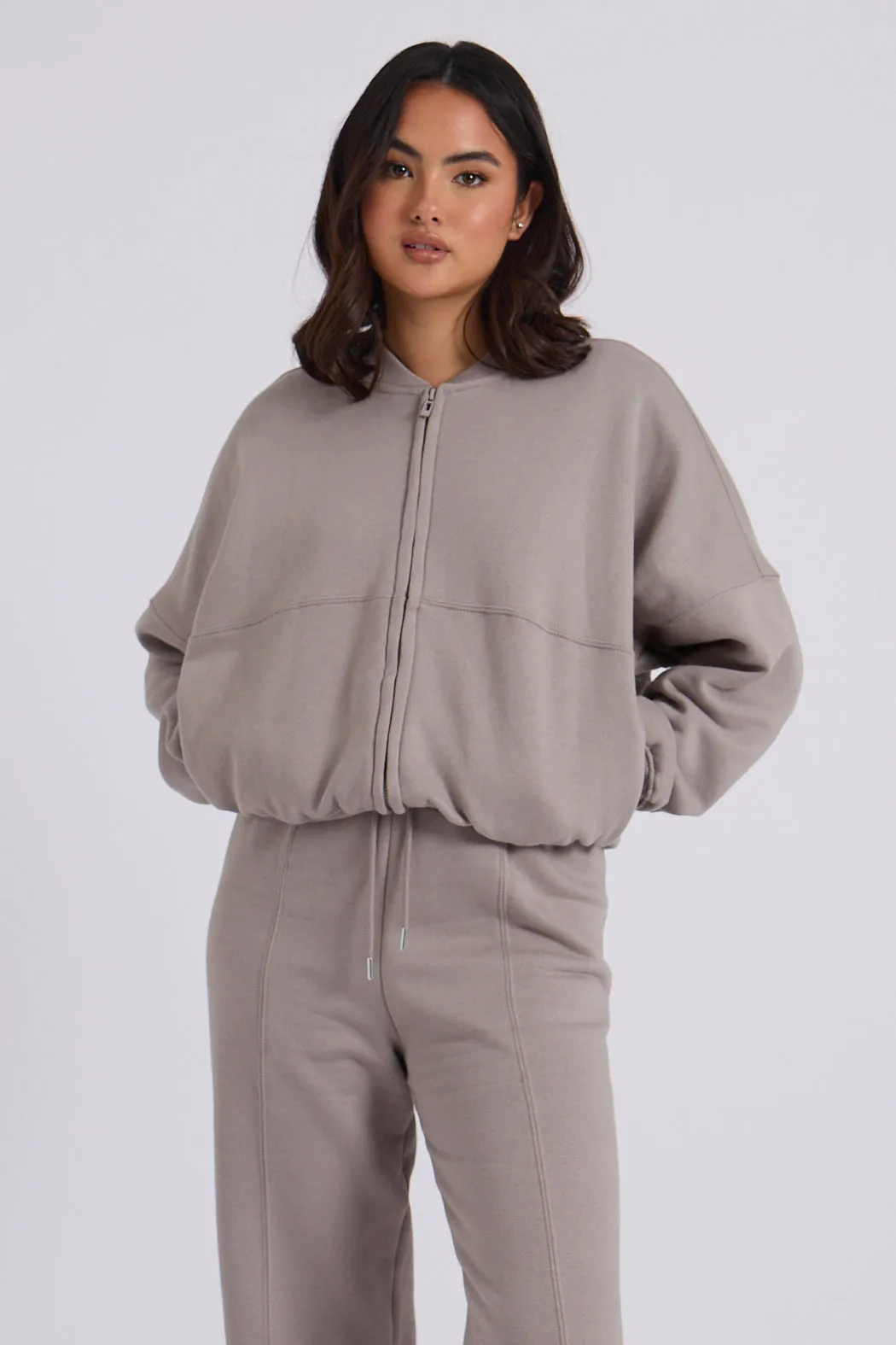 Grey Bomber and Wide Leg Jogger Set