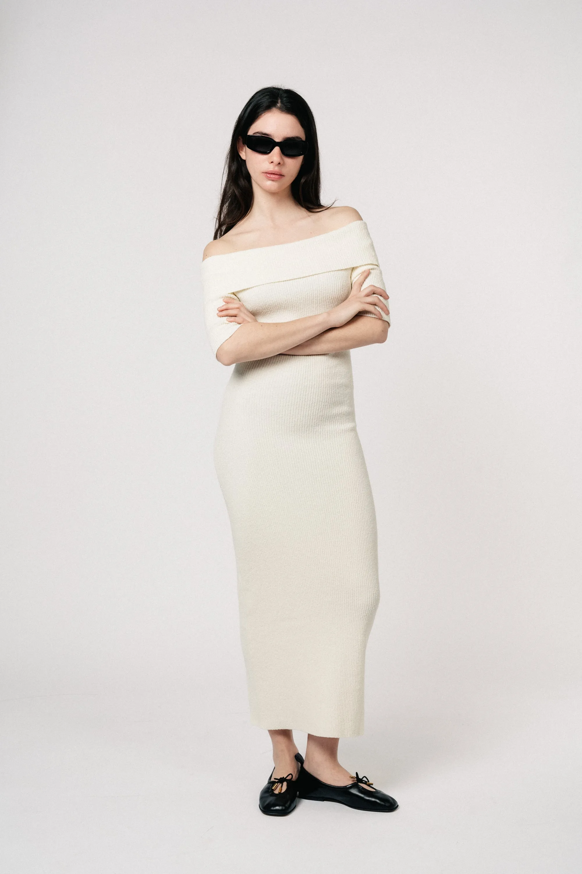 Iris Knit Dress - Creme