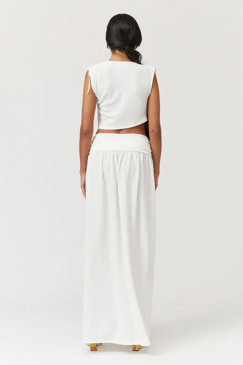 Jacqui Rouched Maxi Skirt - White