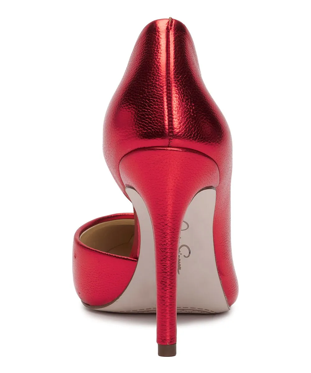 Jessica Simpson Paryn Meta Red Slip On Pointy Toe Stiletto Heel d'Orsay Pumps