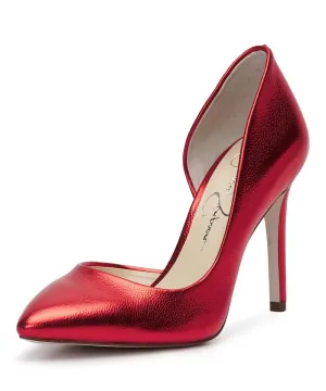 Jessica Simpson Paryn Meta Red Slip On Pointy Toe Stiletto Heel d'Orsay Pumps