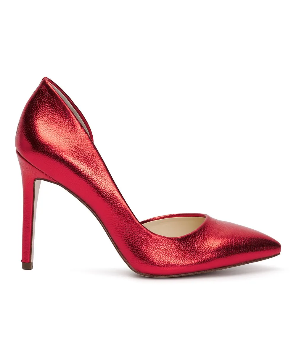 Jessica Simpson Paryn Meta Red Slip On Pointy Toe Stiletto Heel d'Orsay Pumps