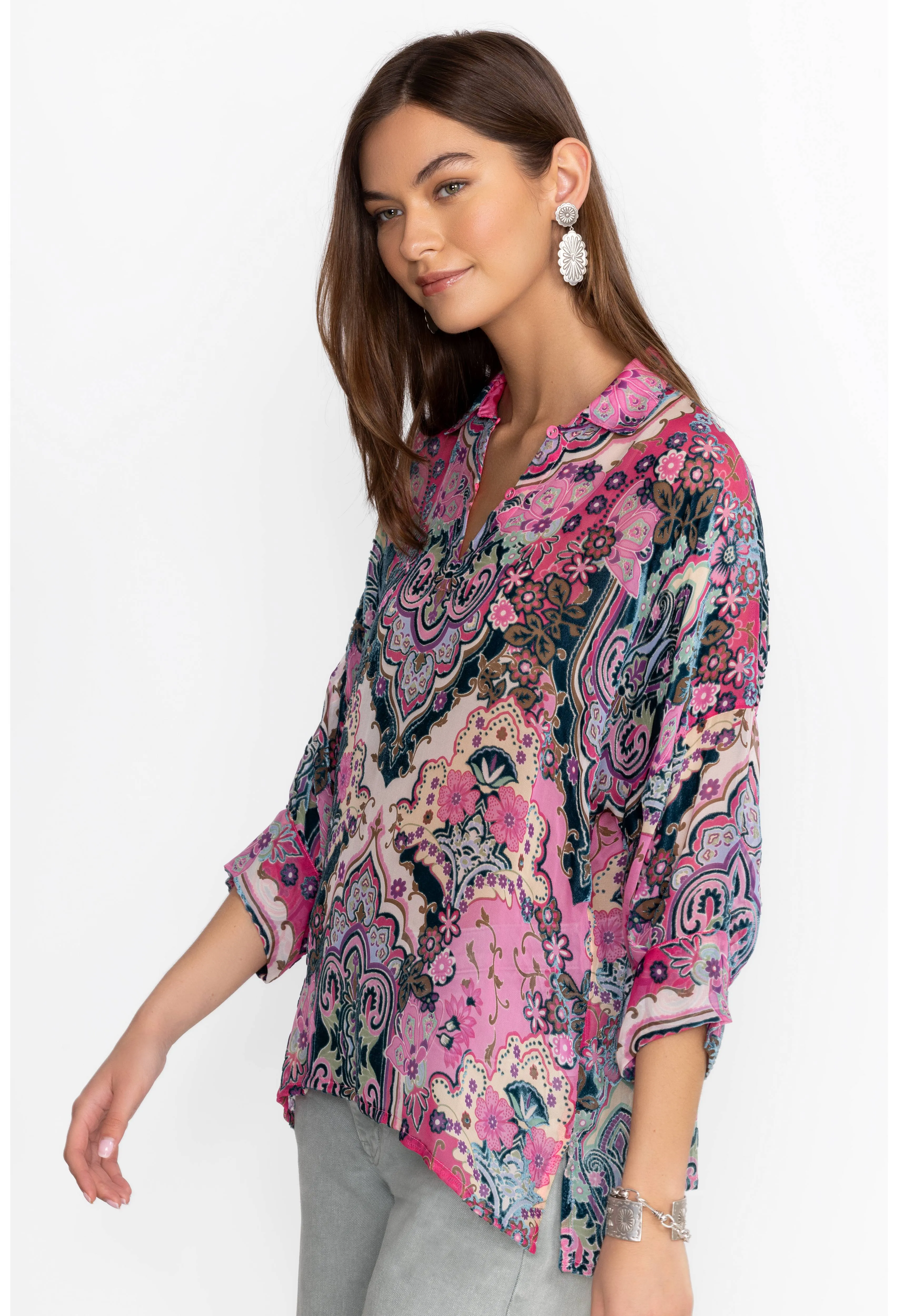 Johnny Was Marlow Burnout Blouse - Paisley Melody