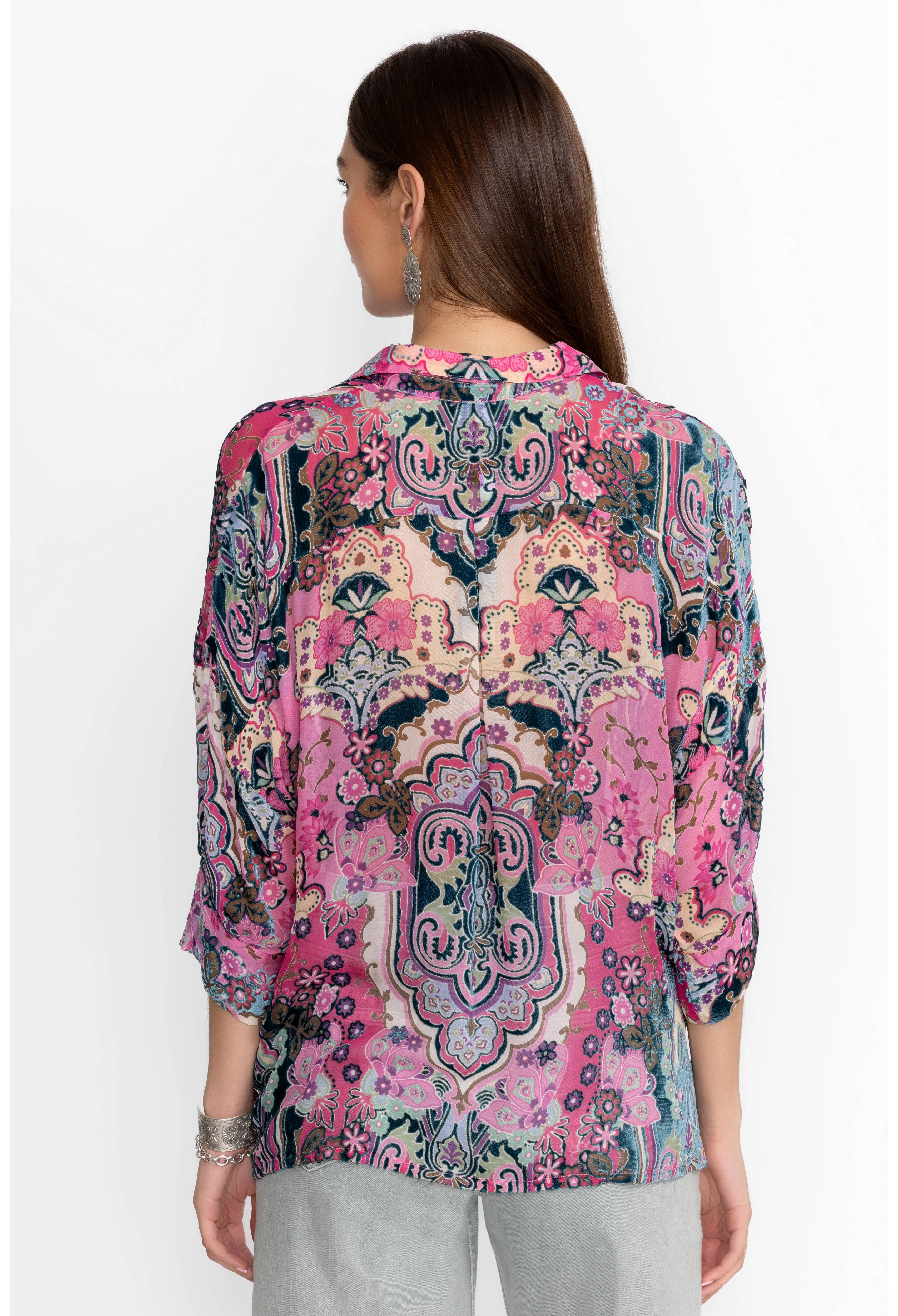 Johnny Was Marlow Burnout Blouse - Paisley Melody