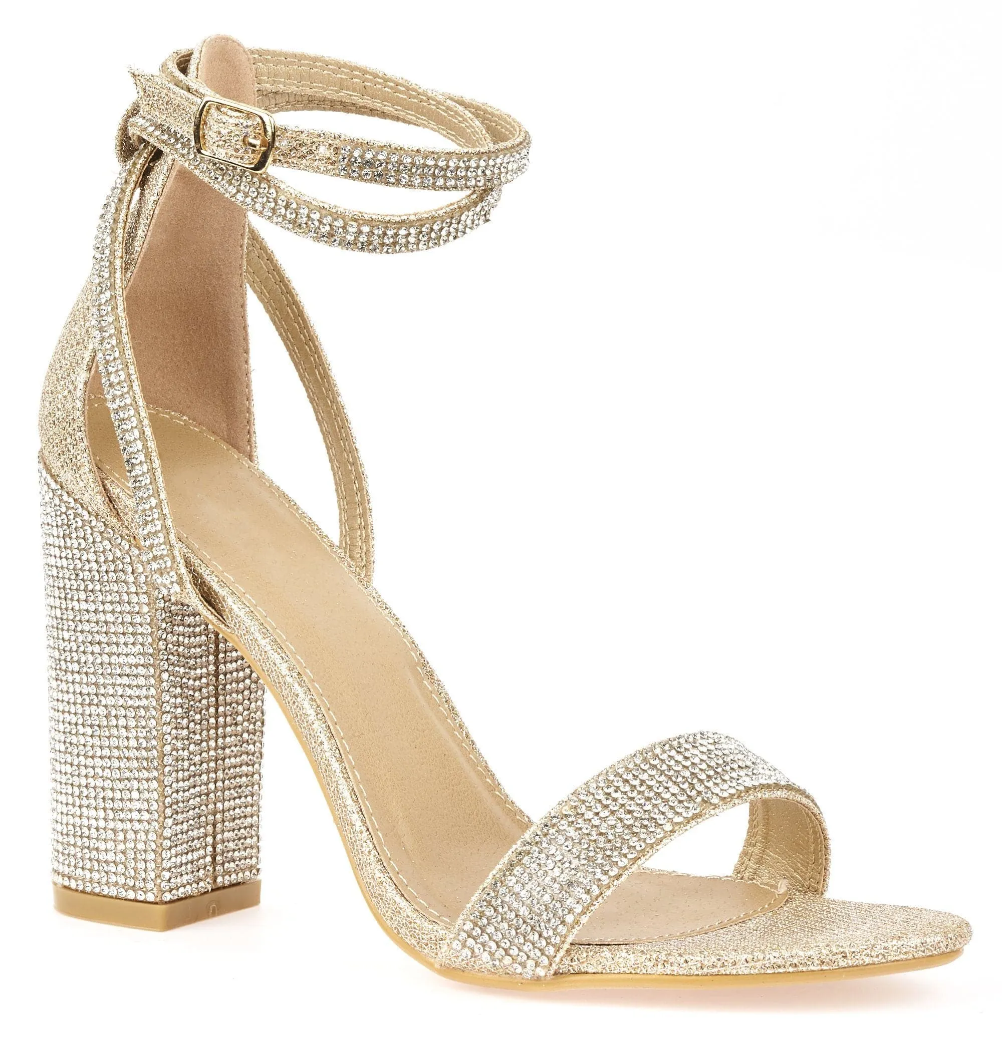 Karla Diamante Band & Heel Anklestrap Sandal In Champagne