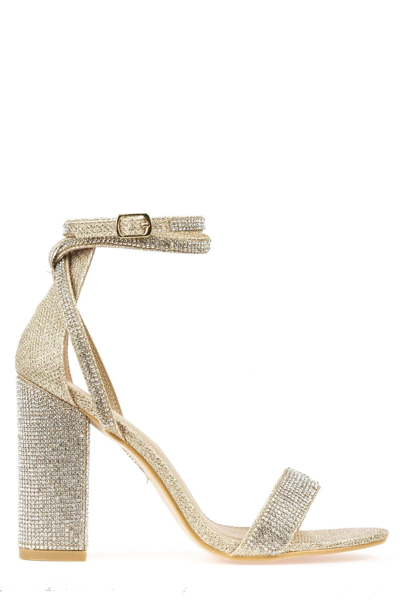 Karla Diamante Band & Heel Anklestrap Sandal In Champagne