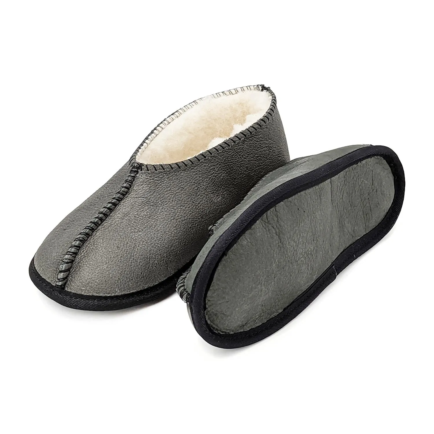 KARU Shloffy Leather Slippers - Charcoal Soft-Sole