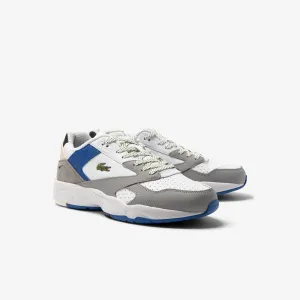Lacoste - Storm 96 Lo Leather Colour Block Trainers - White/Grey