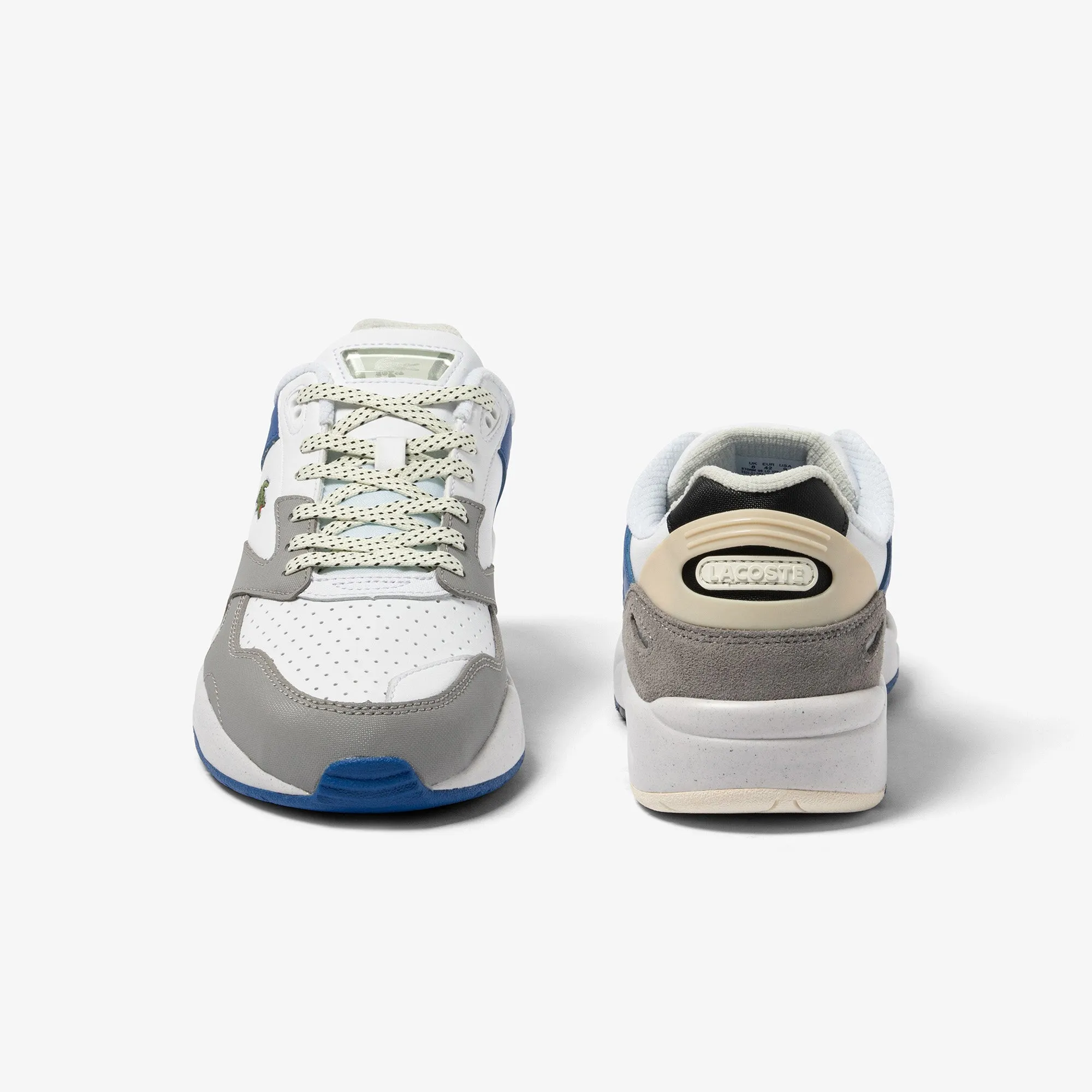 Lacoste - Storm 96 Lo Leather Colour Block Trainers - White/Grey