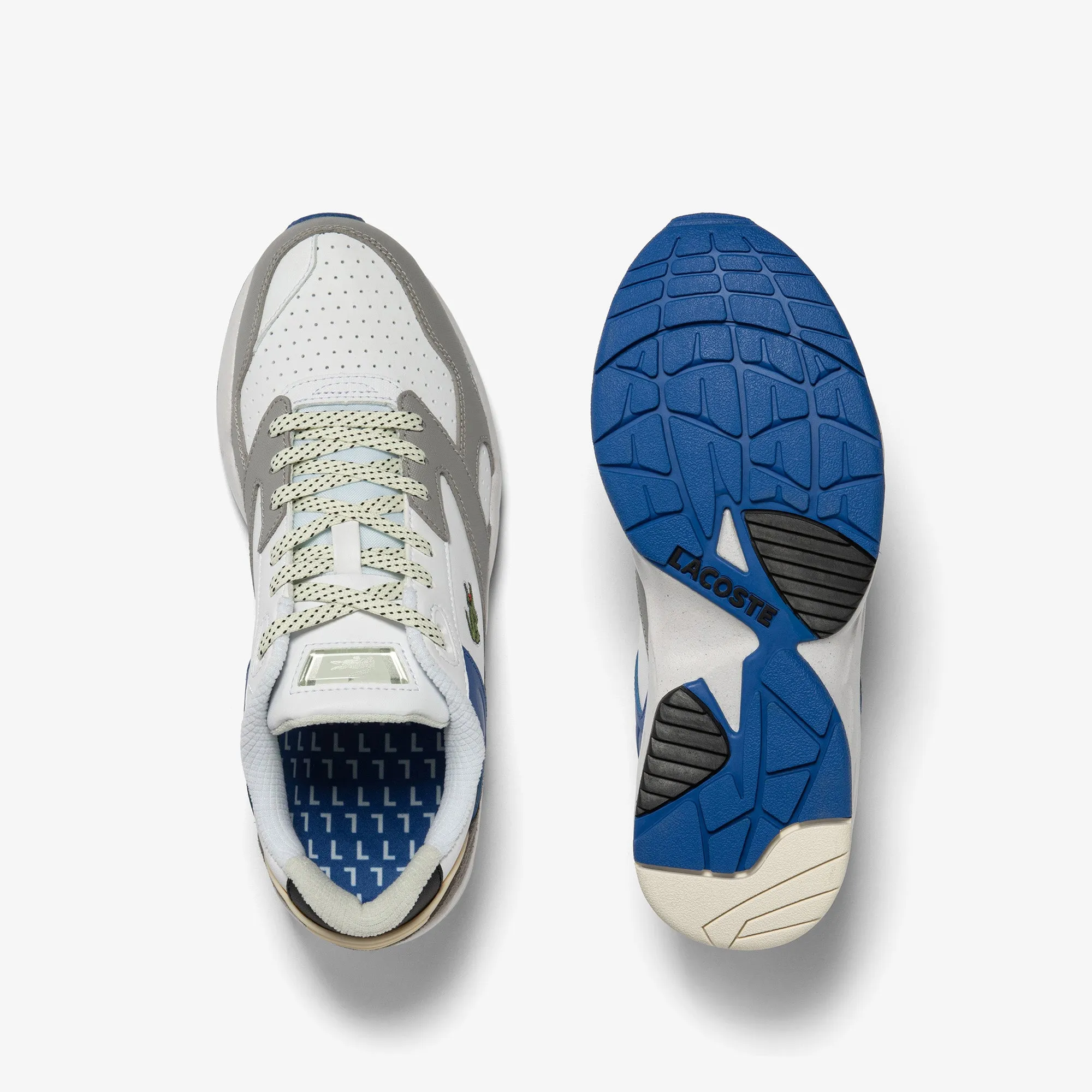 Lacoste - Storm 96 Lo Leather Colour Block Trainers - White/Grey