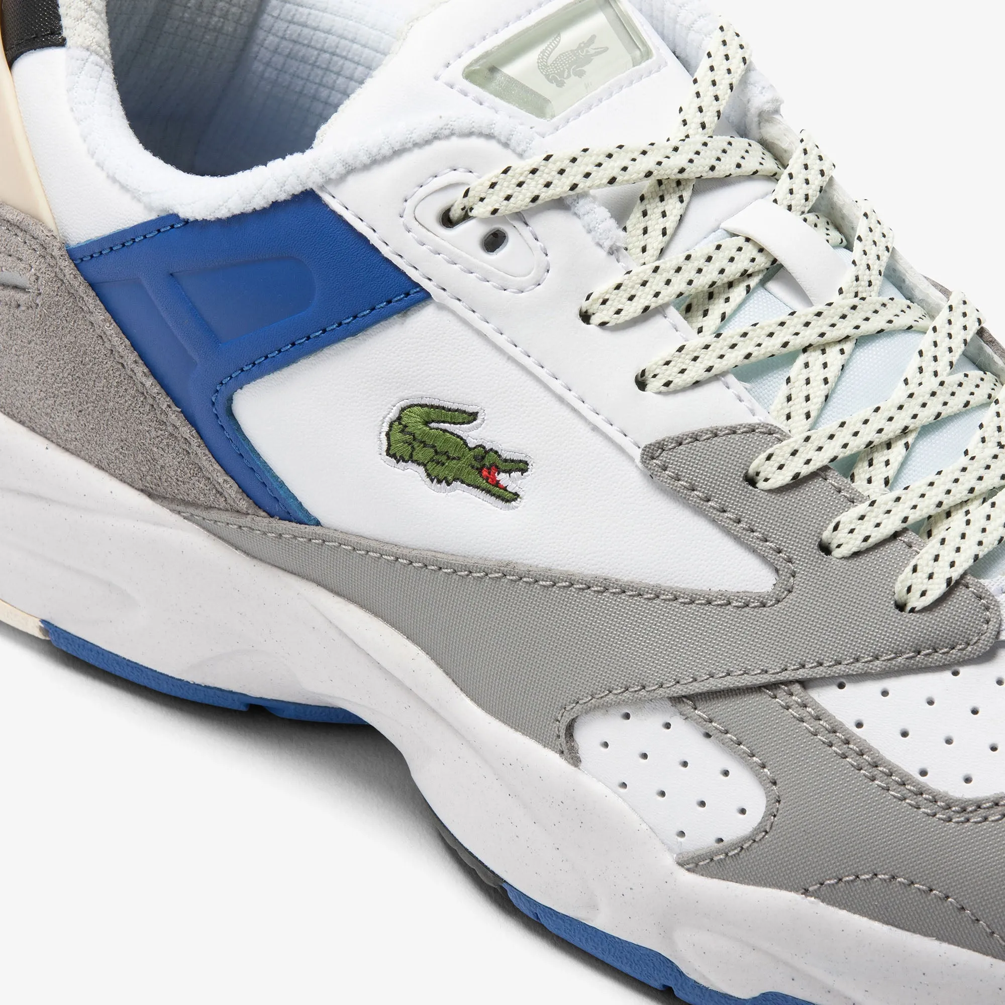 Lacoste - Storm 96 Lo Leather Colour Block Trainers - White/Grey