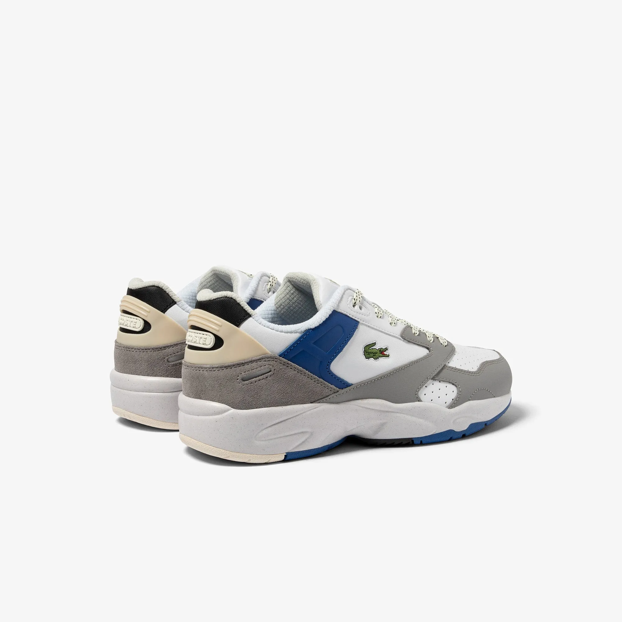 Lacoste - Storm 96 Lo Leather Colour Block Trainers - White/Grey