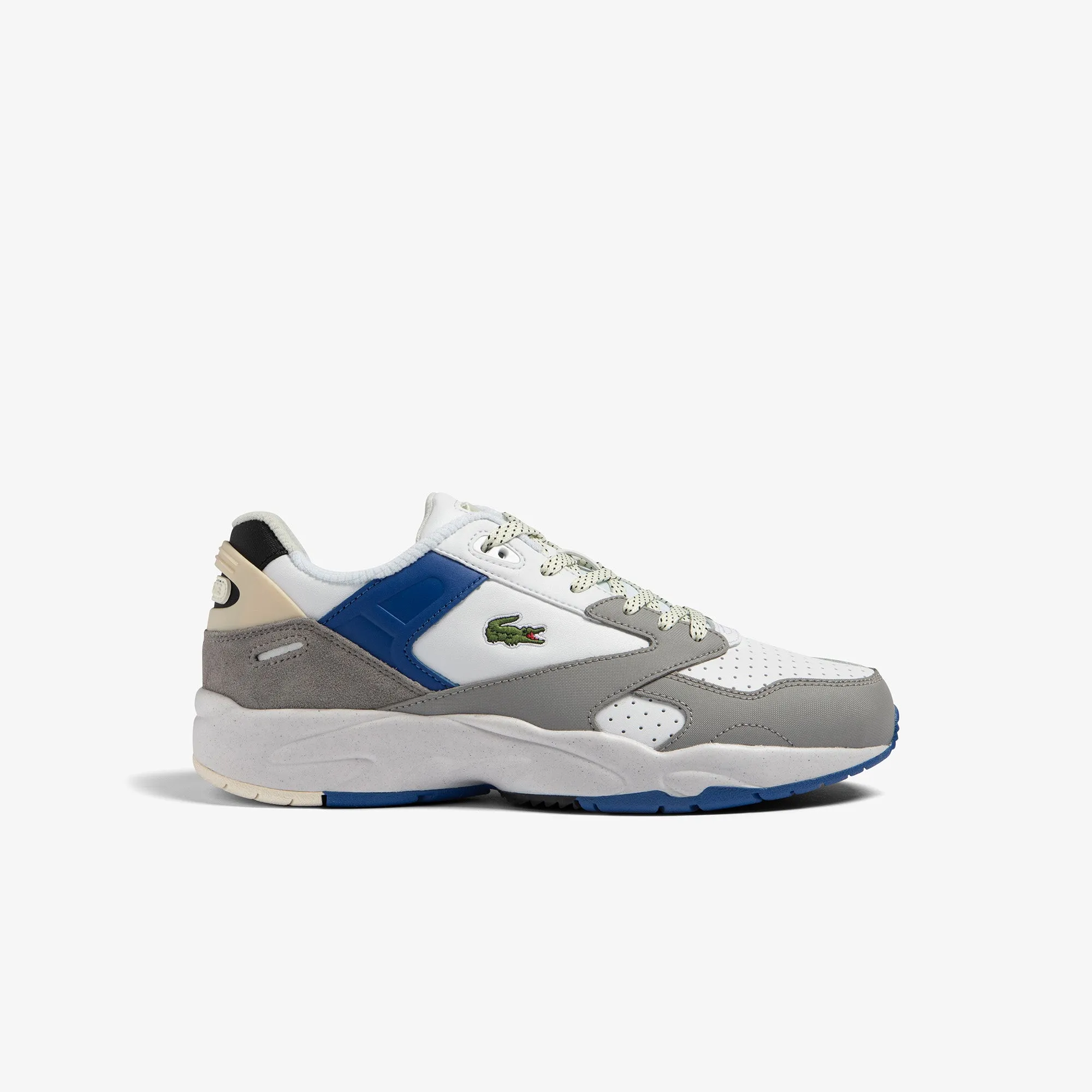 Lacoste - Storm 96 Lo Leather Colour Block Trainers - White/Grey