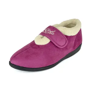 Ladies Raspberry Velcro Slippers