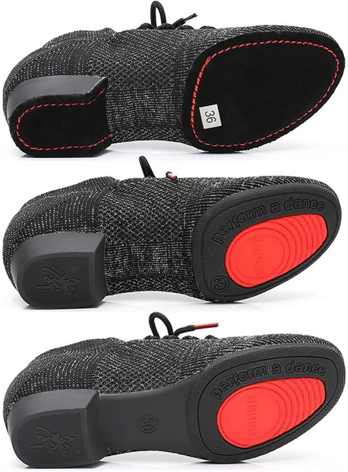 Latin Dance Shoes for Women Jazz Dance Shoes Women Line Dancing Shoes Soft Bottom Woman Dance Sneakers Casual Slippers Female(Black2,36)