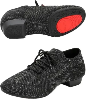 Latin Dance Shoes for Women Jazz Dance Shoes Women Line Dancing Shoes Soft Bottom Woman Dance Sneakers Casual Slippers Female(Black2,36)
