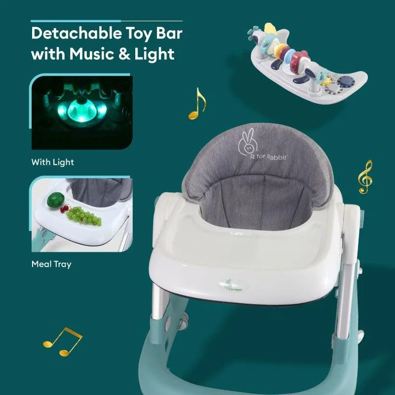 Little Feet Walker - Detachable Toy Bar/ Meal Tray With Music & Light, 2 Level Height/ 4 Level Seat Adjustment, Anti fall Brake Pads