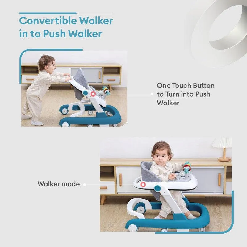 Little Feet Walker - Detachable Toy Bar/ Meal Tray With Music & Light, 2 Level Height/ 4 Level Seat Adjustment, Anti fall Brake Pads