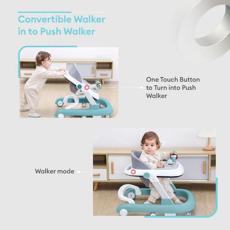 Little Feet Walker - Detachable Toy Bar/ Meal Tray With Music & Light, 2 Level Height/ 4 Level Seat Adjustment, Anti fall Brake Pads