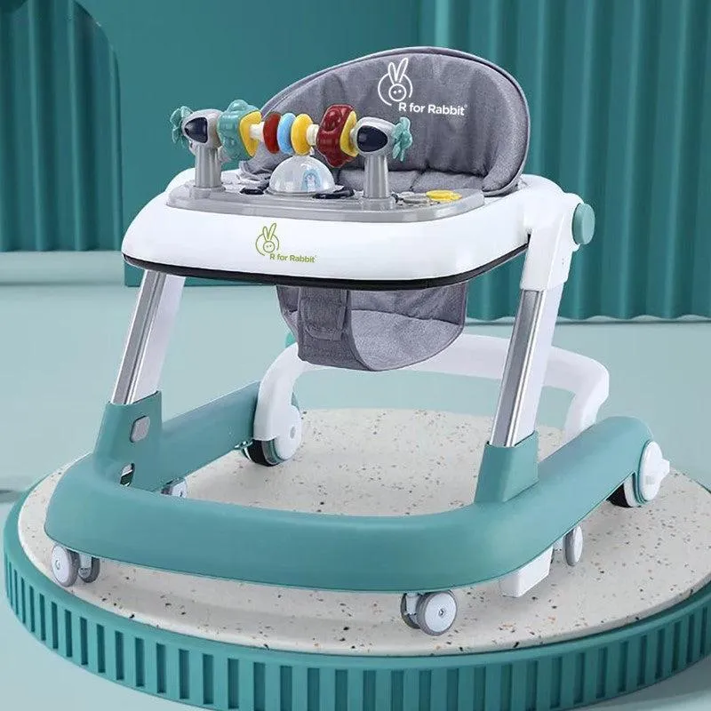Little Feet Walker - Detachable Toy Bar/ Meal Tray With Music & Light, 2 Level Height/ 4 Level Seat Adjustment, Anti fall Brake Pads
