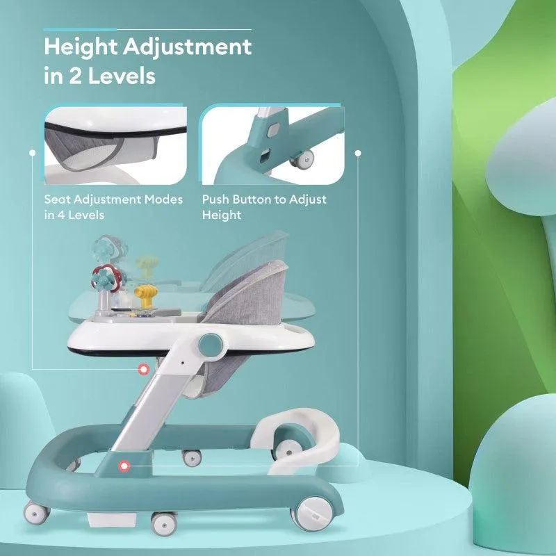 Little Feet Walker - Detachable Toy Bar/ Meal Tray With Music & Light, 2 Level Height/ 4 Level Seat Adjustment, Anti fall Brake Pads