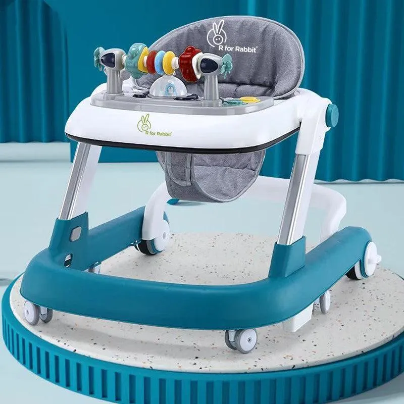 Little Feet Walker - Detachable Toy Bar/ Meal Tray With Music & Light, 2 Level Height/ 4 Level Seat Adjustment, Anti fall Brake Pads
