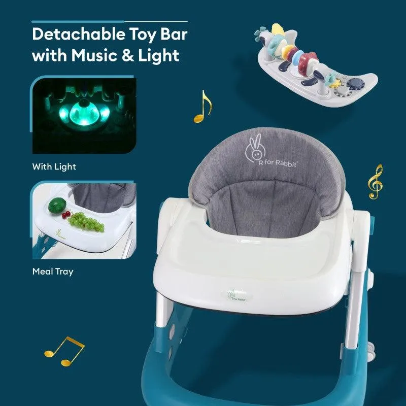 Little Feet Walker - Detachable Toy Bar/ Meal Tray With Music & Light, 2 Level Height/ 4 Level Seat Adjustment, Anti fall Brake Pads