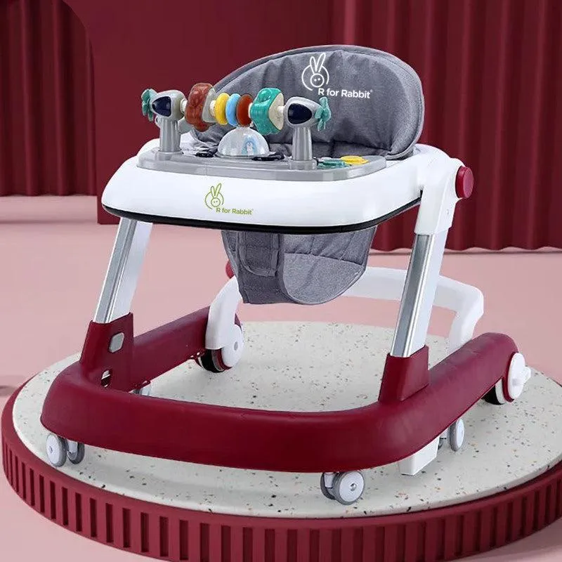 Little Feet Walker - Detachable Toy Bar/ Meal Tray With Music & Light, 2 Level Height/ 4 Level Seat Adjustment, Anti fall Brake Pads