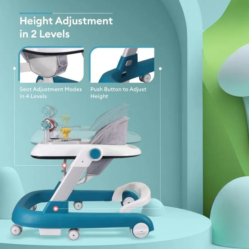 Little Feet Walker - Detachable Toy Bar/ Meal Tray With Music & Light, 2 Level Height/ 4 Level Seat Adjustment, Anti fall Brake Pads