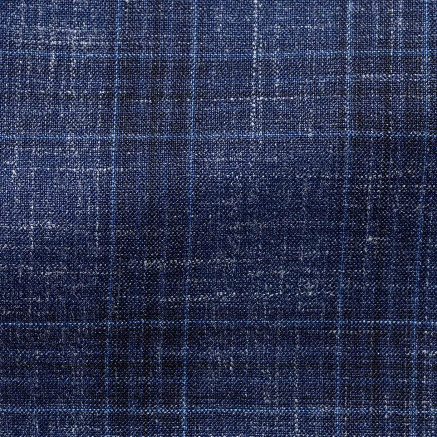 Loro Piana SUMMERTIME Two Blue Wool, Silk & Linen Tropical with Royal Blue Check