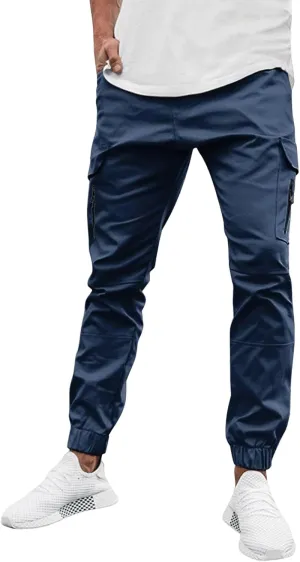 Men's Casual Track Pants Rip Stop Hiking Sweatpants Slim Fit Solid Color Pants Outdoor Flat Front Sports Sweatpant