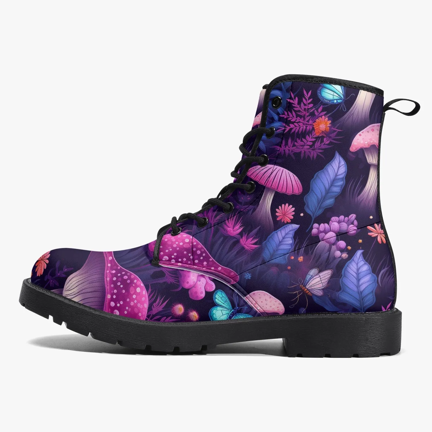 Mushroomcore Pink and Purple Toadstool Combat Boots (JPMUSHPP)