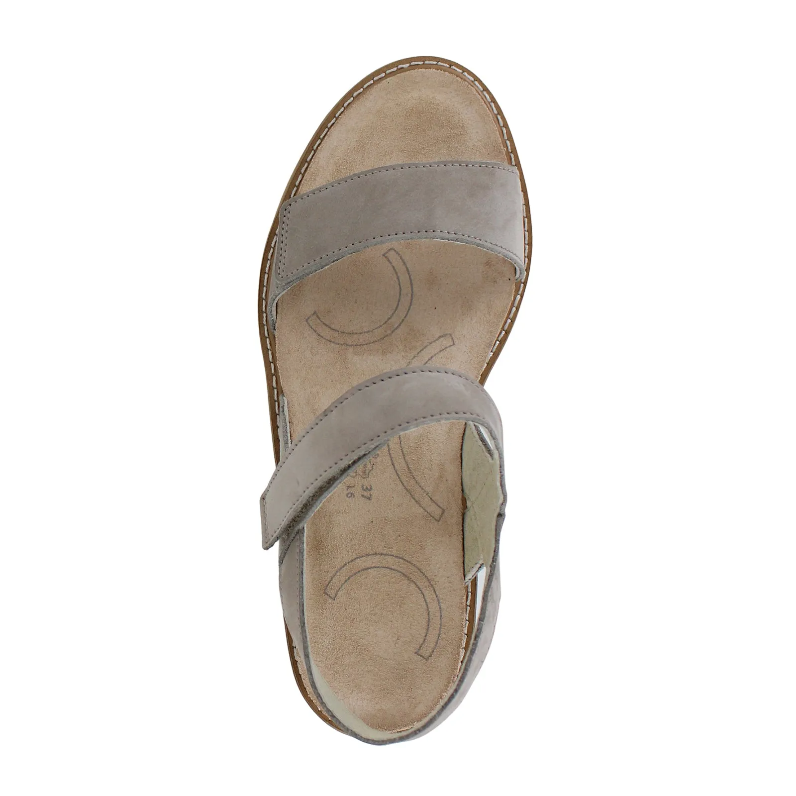 Naot Meringue Wedge Sandal (Woman) - Stone Nubuck with Off White Sole