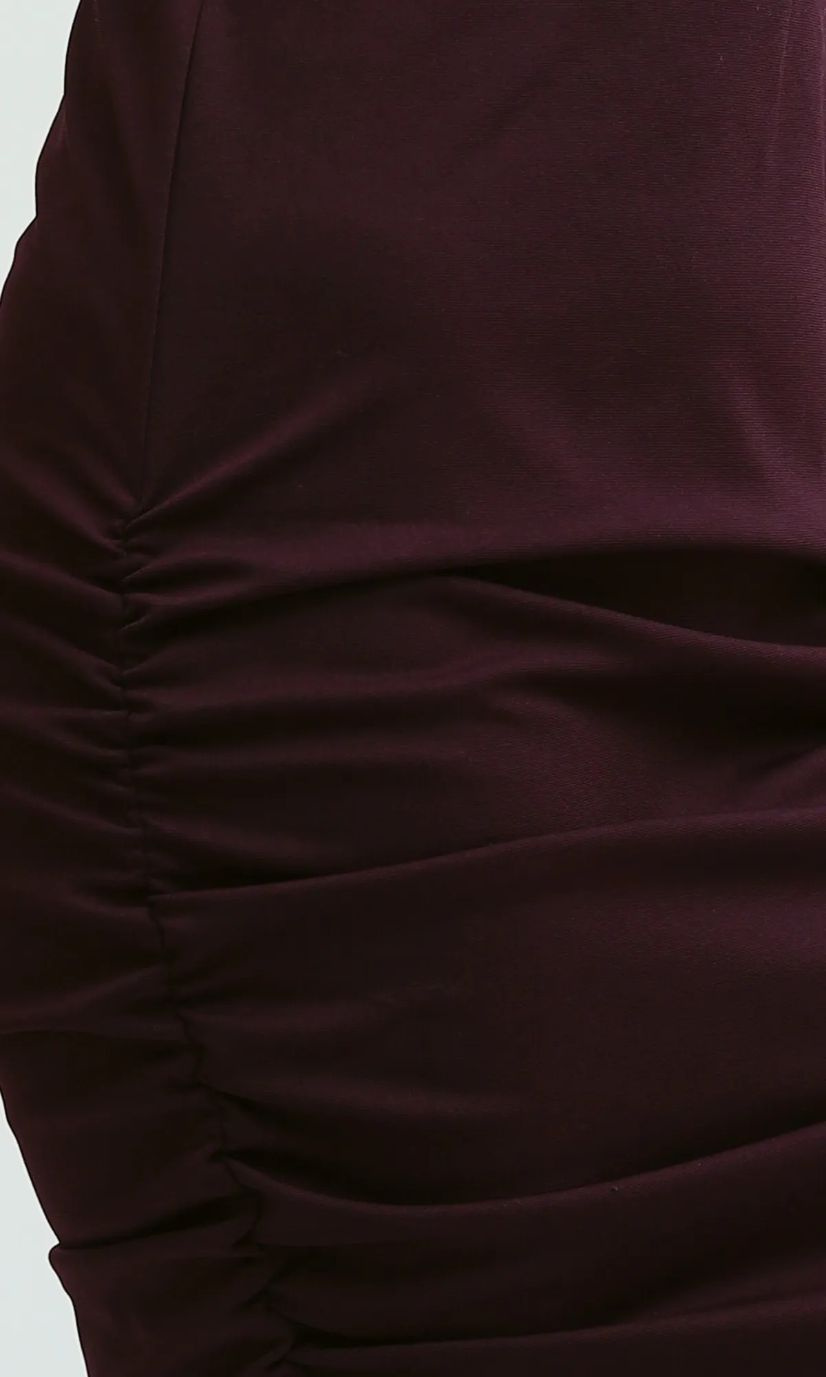 O189288 Solid Dark Purple Skirt With Side Ruffle