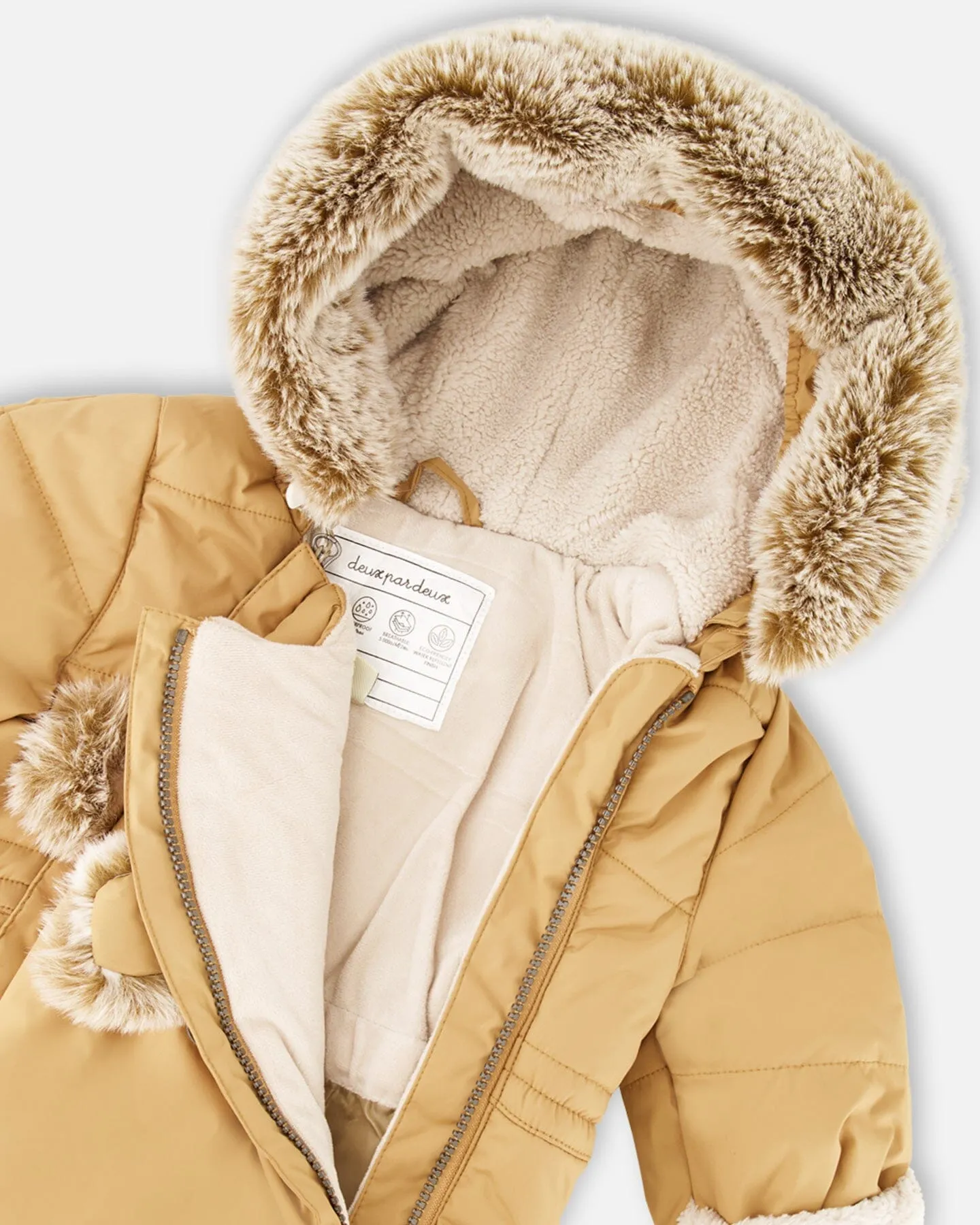 One Piece Baby Bear Face Snowsuit Doe Designed For Car Seat