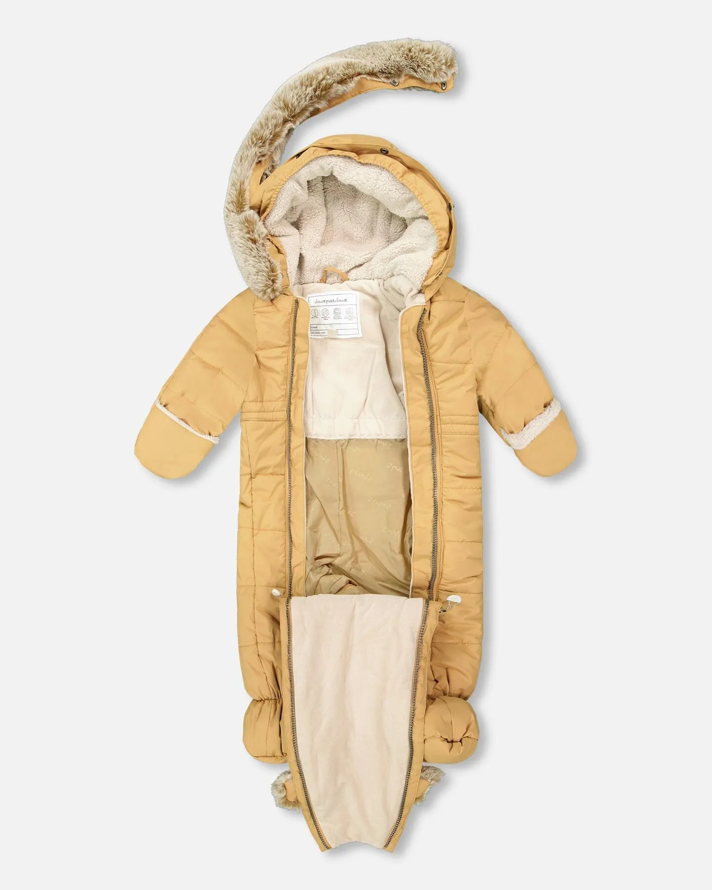 One Piece Baby Bear Face Snowsuit Doe Designed For Car Seat