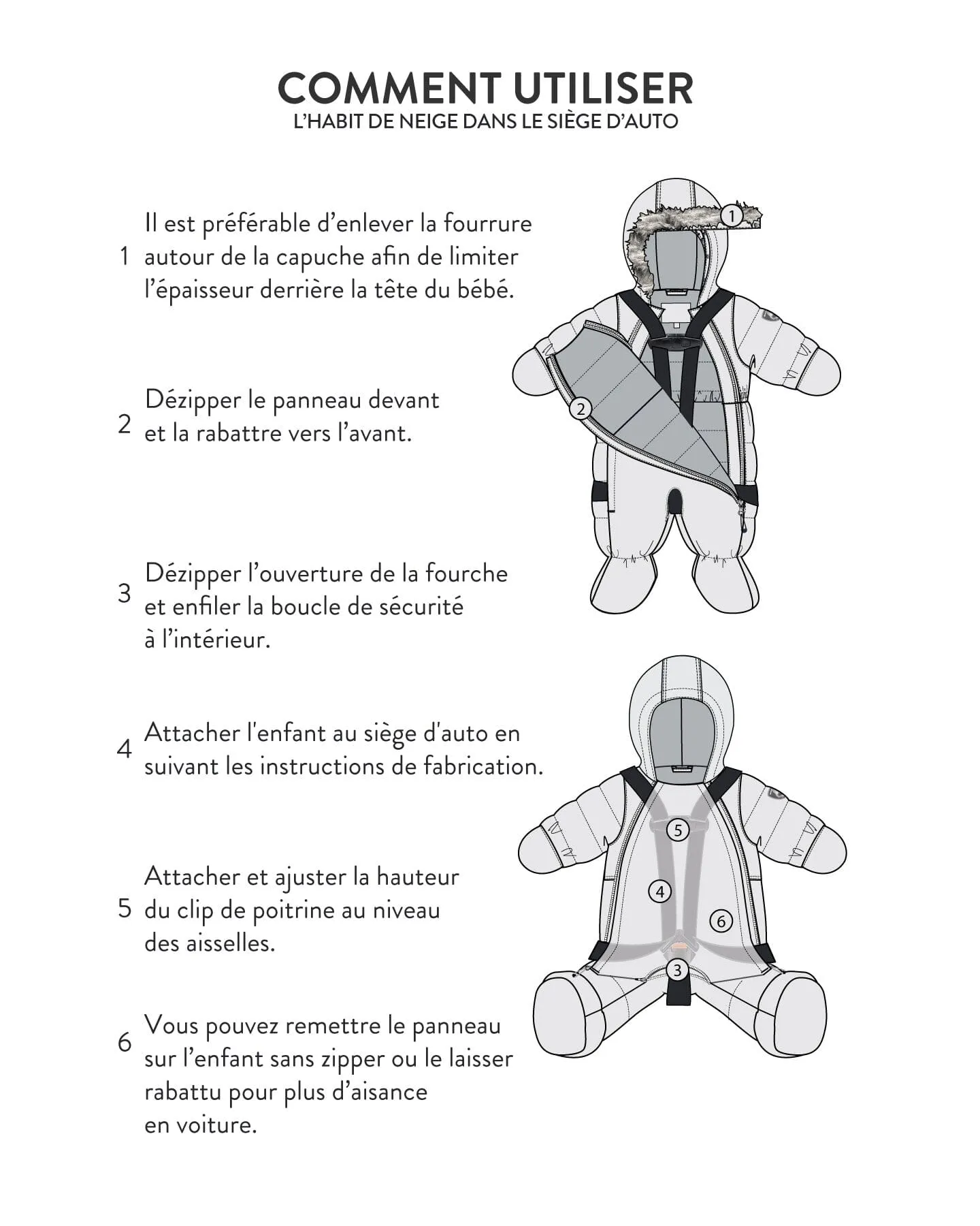 One Piece Baby Bear Face Snowsuit Doe Designed For Car Seat