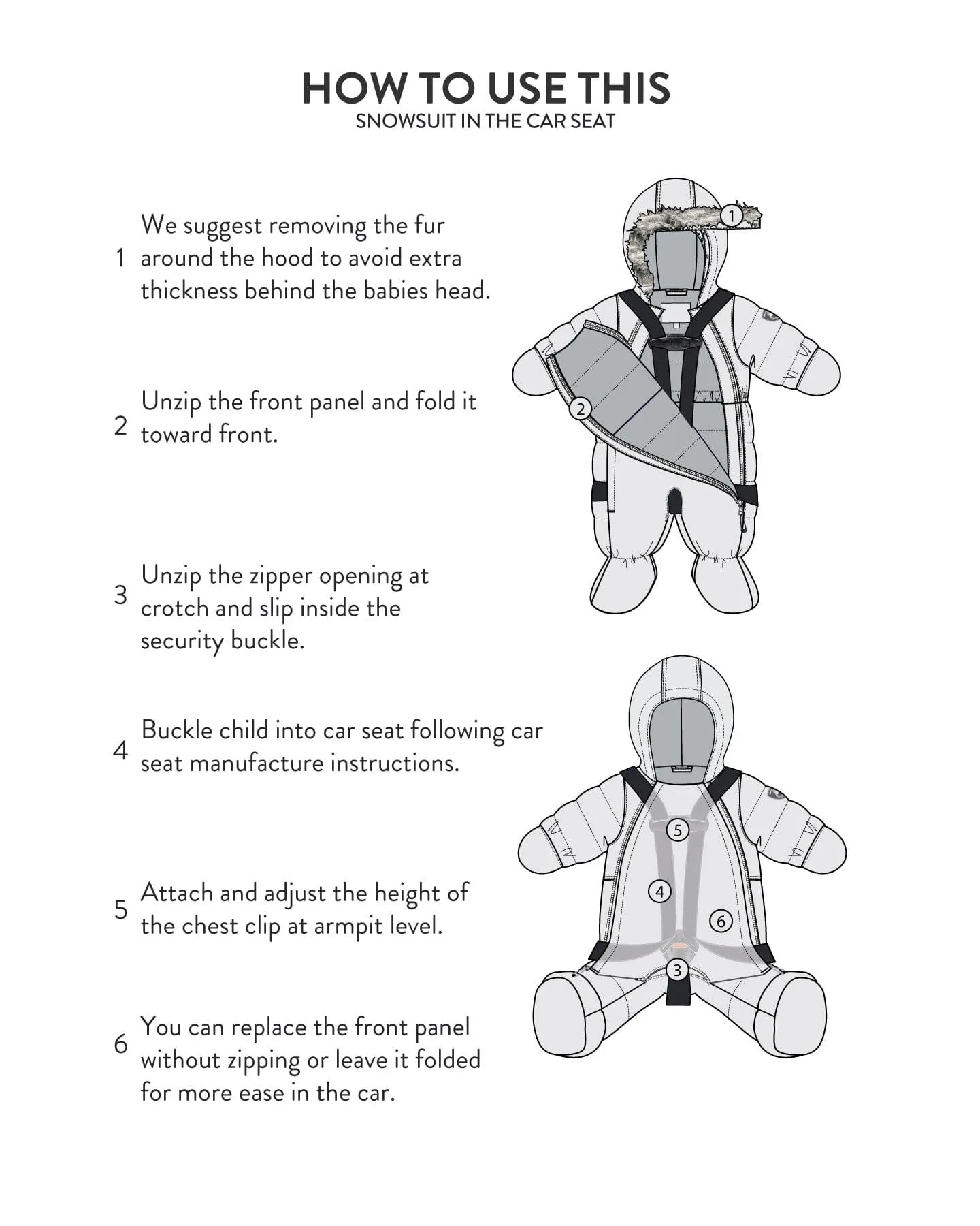 One Piece Baby Bear Face Snowsuit Doe Designed For Car Seat