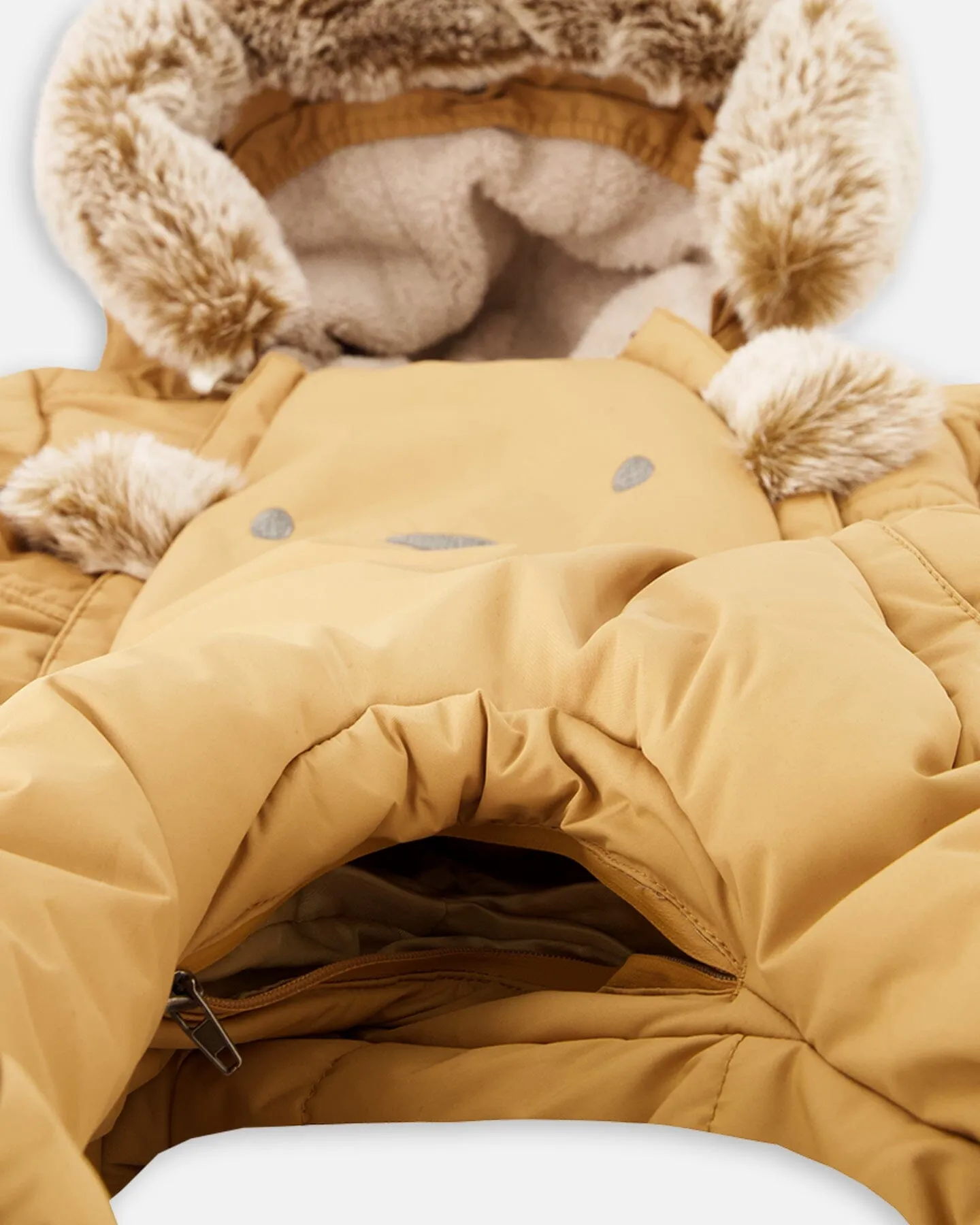 One Piece Baby Bear Face Snowsuit Doe Designed For Car Seat