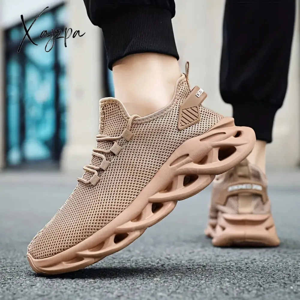 Plus-Size Men's Stylish Blade Sneakers – Comfy & Breathable Knit, Non-Slip EVA Sole, Secure Lace-Up