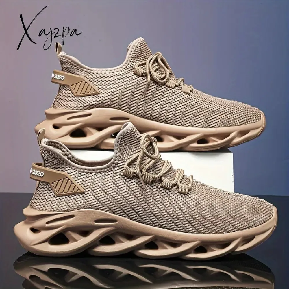 Plus-Size Men's Stylish Blade Sneakers – Comfy & Breathable Knit, Non-Slip EVA Sole, Secure Lace-Up