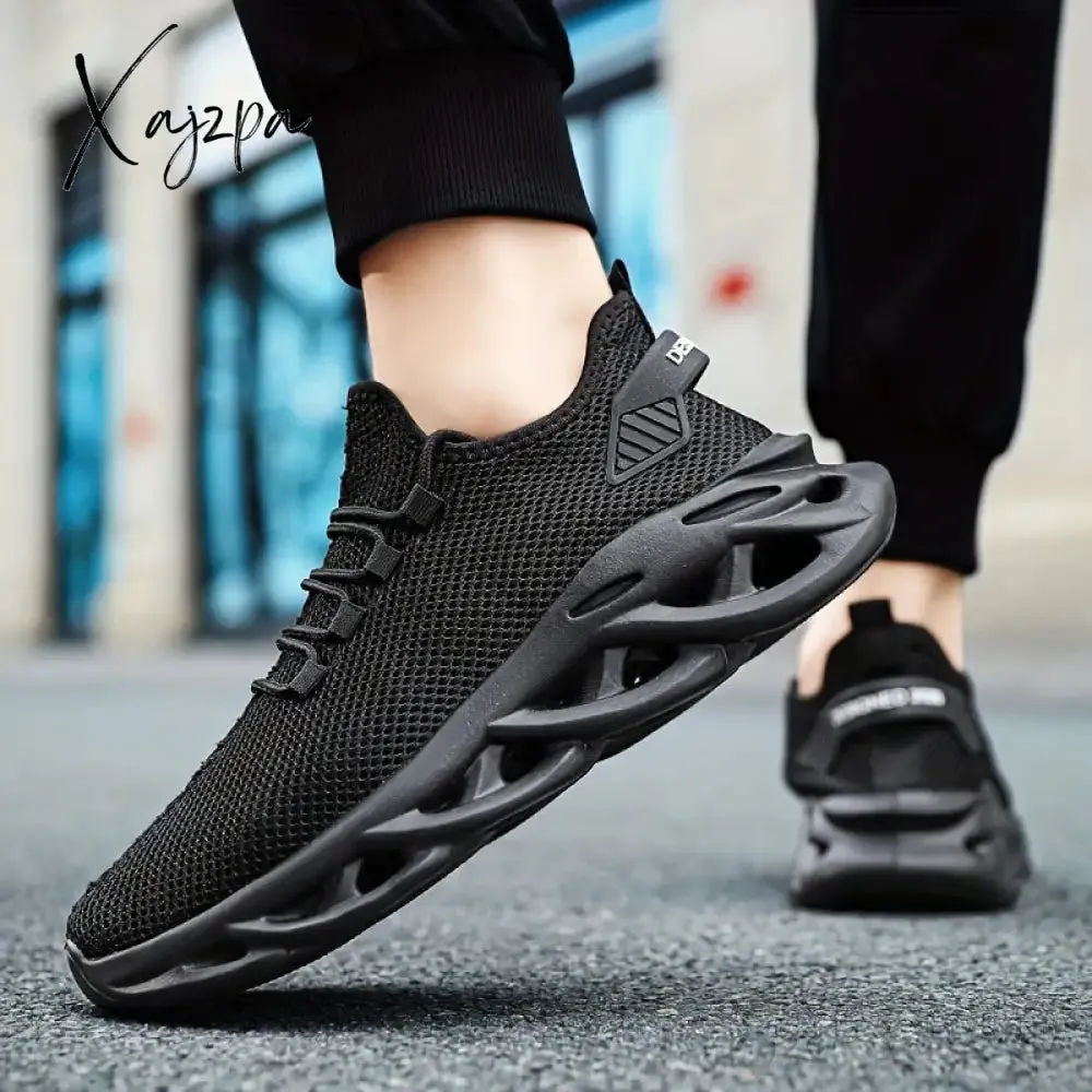 Plus-Size Men's Stylish Blade Sneakers – Comfy & Breathable Knit, Non-Slip EVA Sole, Secure Lace-Up