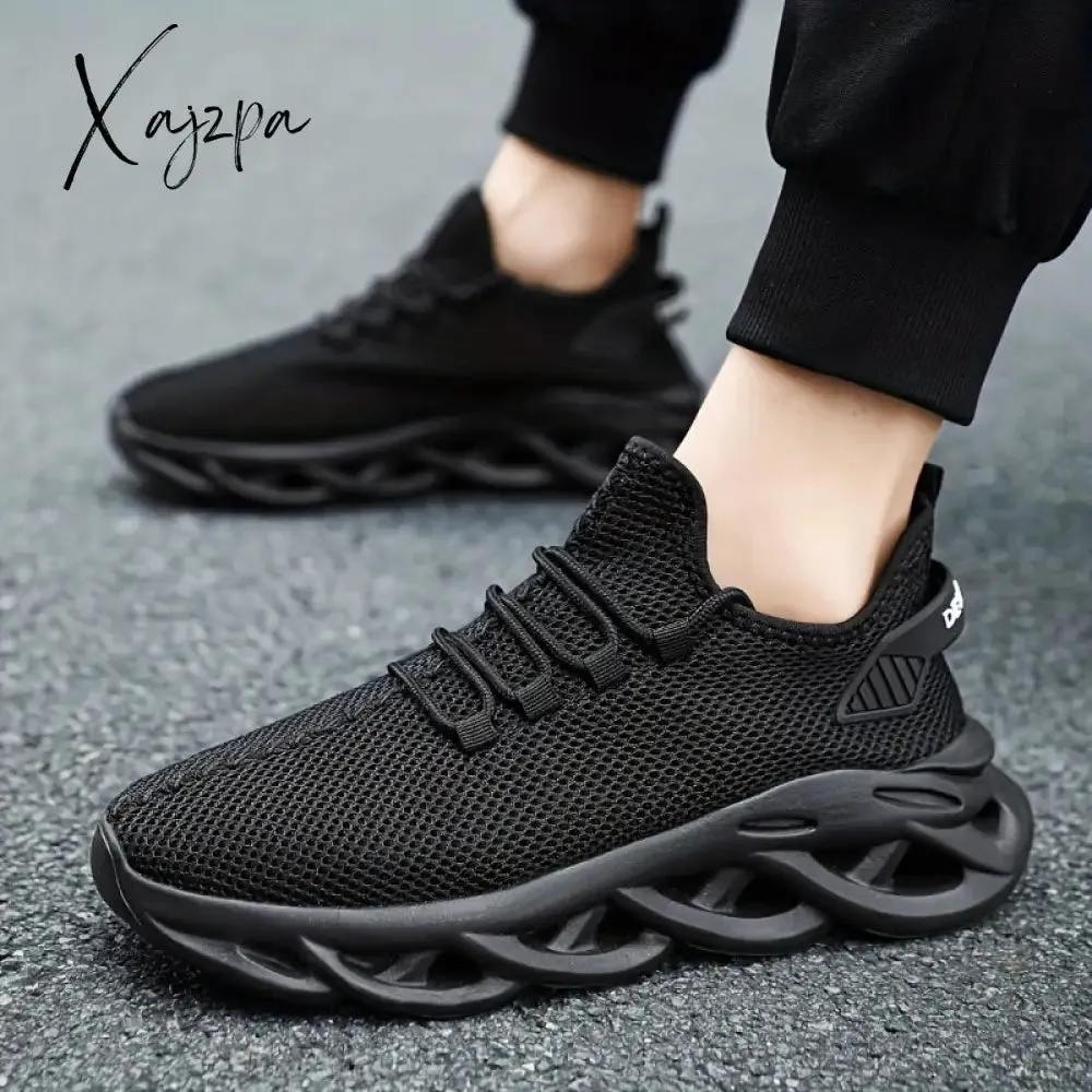 Plus-Size Men's Stylish Blade Sneakers – Comfy & Breathable Knit, Non-Slip EVA Sole, Secure Lace-Up