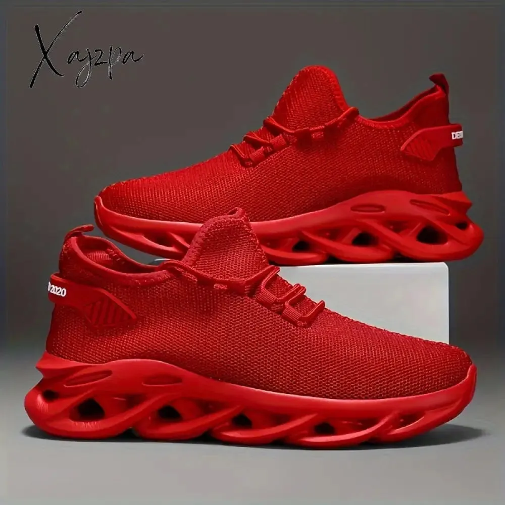 Plus-Size Men's Stylish Blade Sneakers – Comfy & Breathable Knit, Non-Slip EVA Sole, Secure Lace-Up