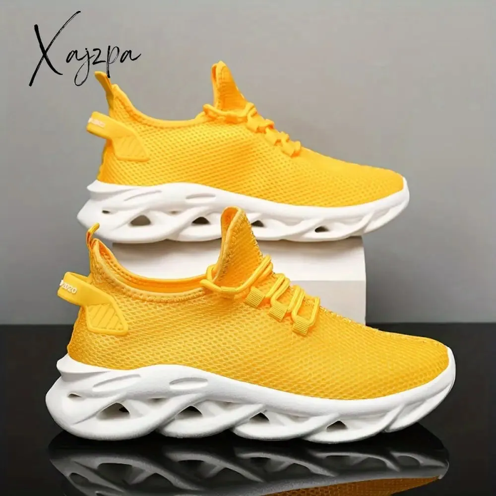 Plus-Size Men's Stylish Blade Sneakers – Comfy & Breathable Knit, Non-Slip EVA Sole, Secure Lace-Up